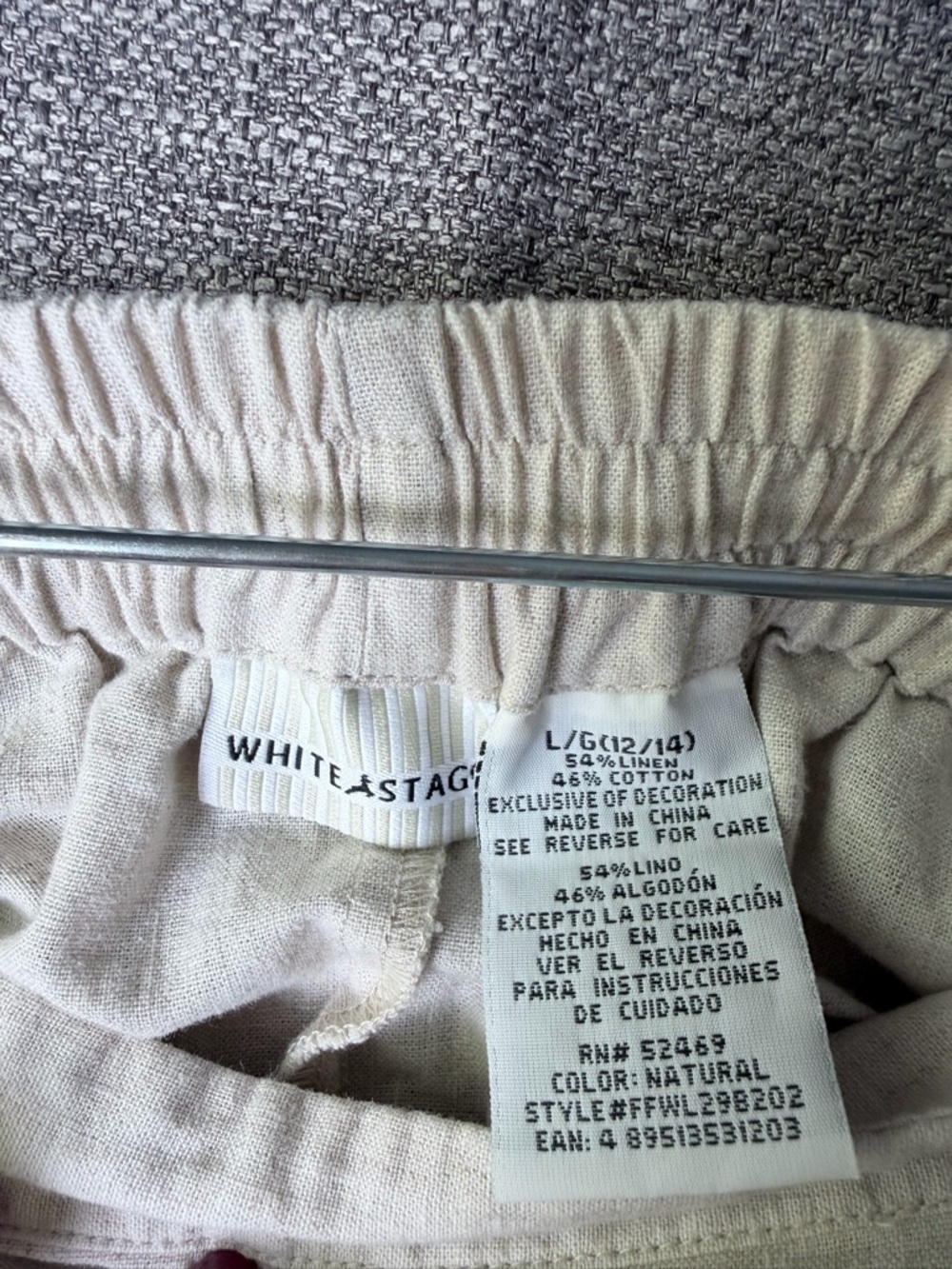White Stag Light Cream linen Wide-Leg Embroidered Pants - Picture 4 of 14